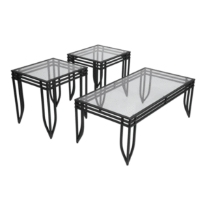 3 Piece Reception Occasional Table Set – Metal and Glass
