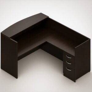 71″ Laminate Reception Desk with Return & Pedestal Drawers