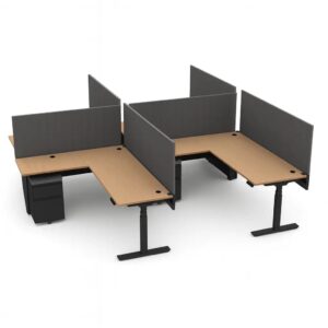 Boost Pro Office Benching Workstation L Shape BPROM2442R3072-F4-F30 – 4Person