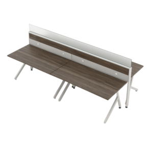 EPB525 Evolve Power Beam Group Desking, Raceway Metal with Glass Topped Privacy Panels, Sessions & Workshops