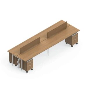 Global Sidebar 4-Person Modern Benching – Pedestal & Mobile Storage, Partial Privacy Dividers