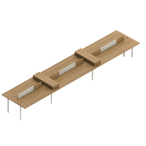 Global Sidebar 6-Person Benching Desk System – Partial Privacy Panels, Tackboard, Pigeonhole Filing & Office Supplies