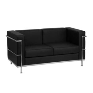 Hercules Regal Contemporary Black Leather Loveseat