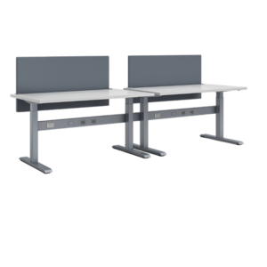 KINEX Adjustable Height Benching Workspace – Single Run, 2-Person Pair of Facing Desks