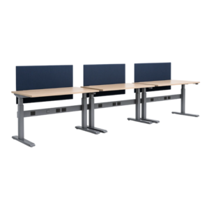 KINEX Adjustable Height Benching Workspace – Single Run, 3Person Pair of Facing Desks