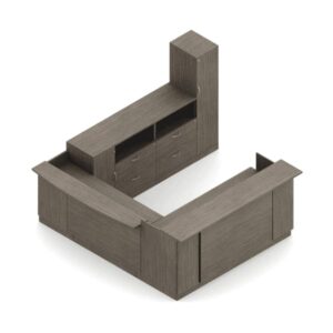 Reception Desk Zira with Straight Top, Lateral File Cabinets & Storage Cabine