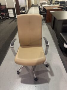 Used Contemporary Leather Desk Chair with Chrome Arms