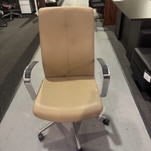 Used Contemporary Leather Desk Chair with Chrome Arms