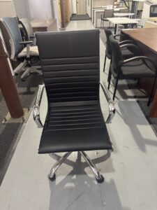 Used Modern Ribbed Leather Conference Chair