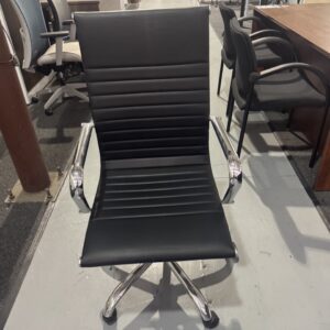 Used Modern Ribbed Leather Conference Chair