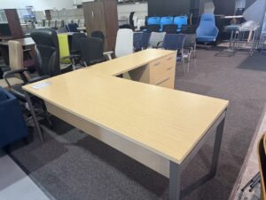 Used L-Shaped Office Desk with Pedestal Storage