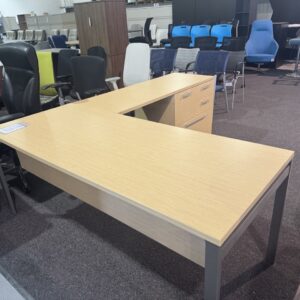 Used L-Shaped Office Desk with Pedestal Storage