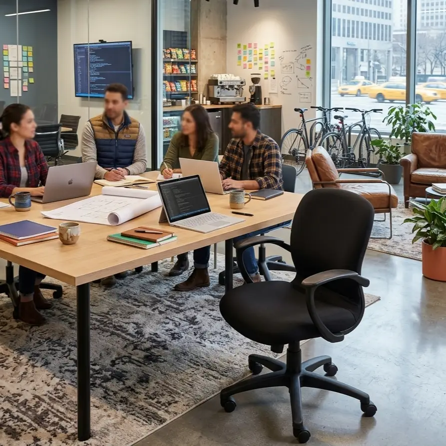 Used Black Fabric Office Task Chair