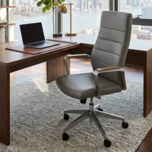 Used Gray Leather Executive Office Chair
