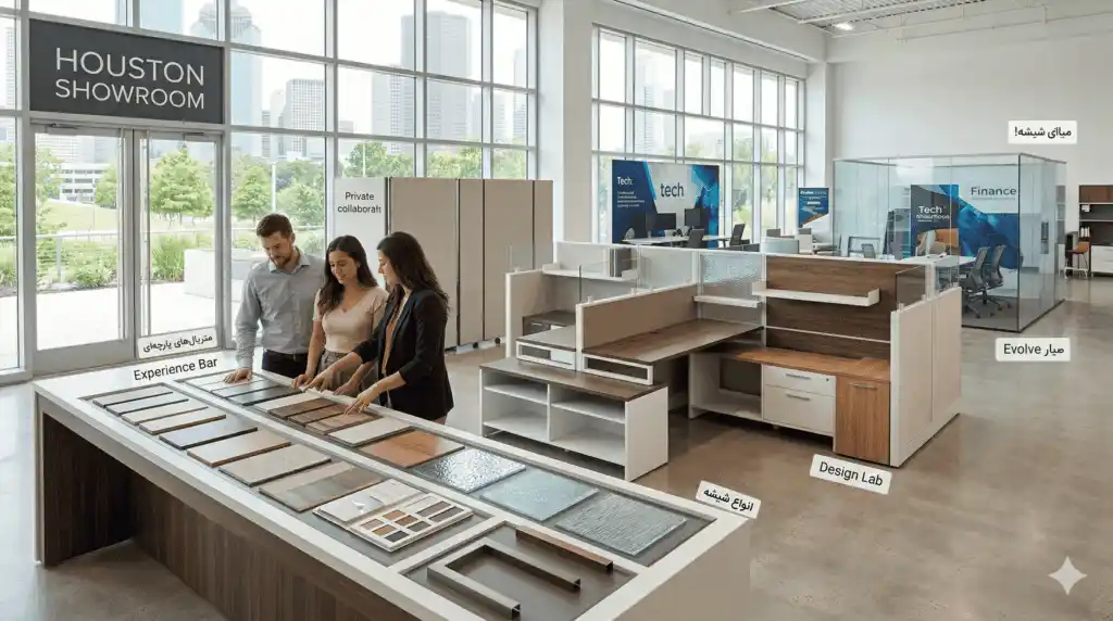 Modern Houston office with Evolve modular systems and design lab.