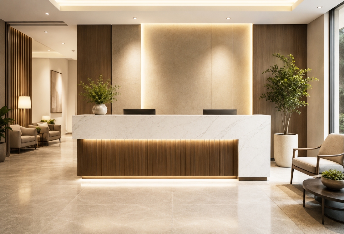 Reception desk in wating area