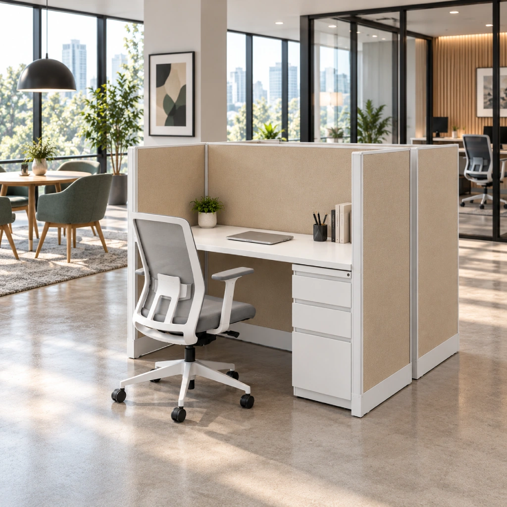 2 Person Private 5 x 2 Cubicle with Drawer-gallery