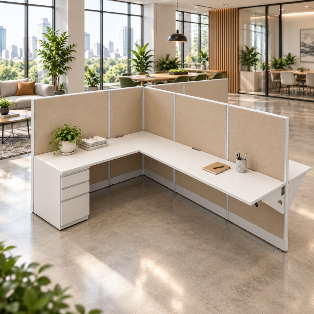 2 Person Private 6 x 8 Cubicle with Drawers-gallery