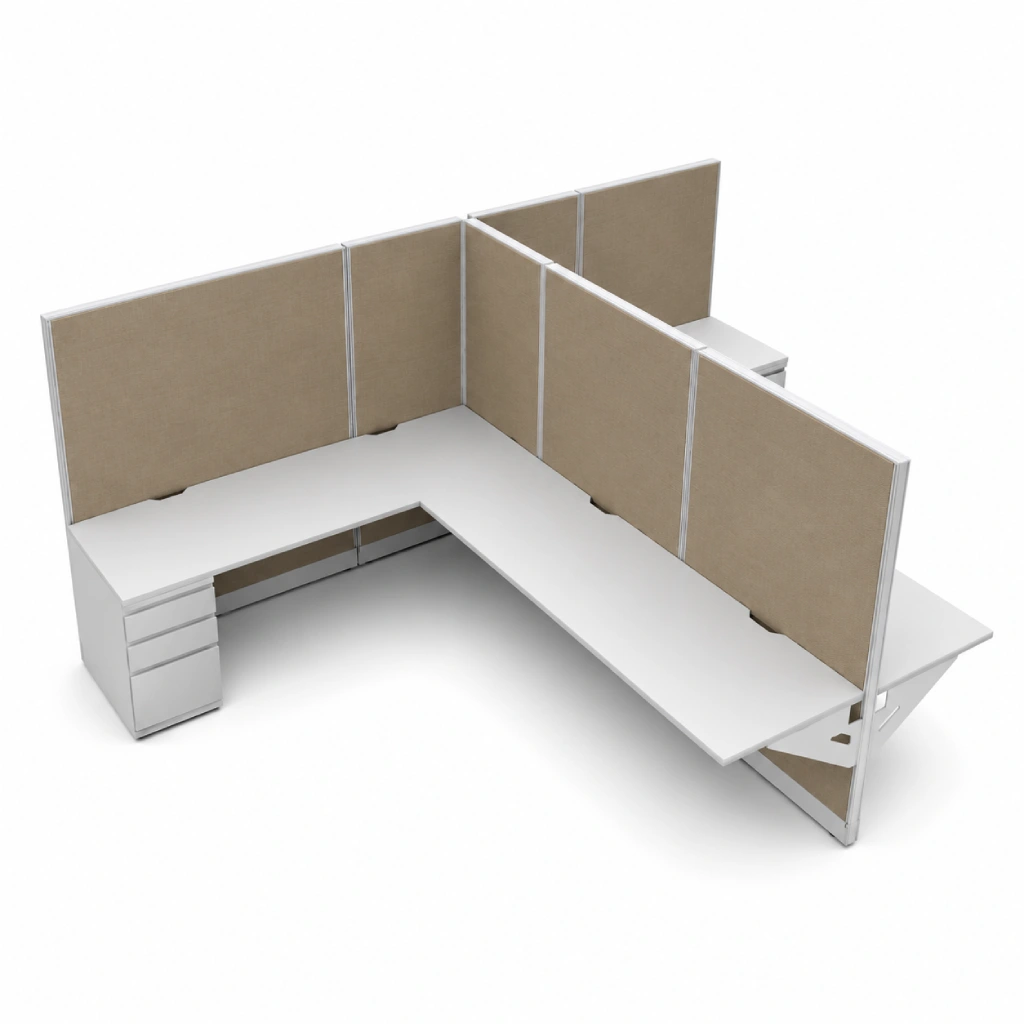 2 Person Private 6 x 8 Cubicle with Drawers-gallery
