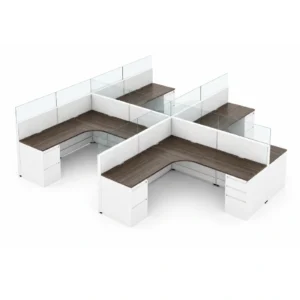 4-Person 6 x 6 Corner Cubicles with Low Panels and Glass-product