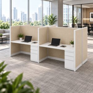 4-Person Private 5 x 2 Office Cubicles with Drawer Storage-gallery