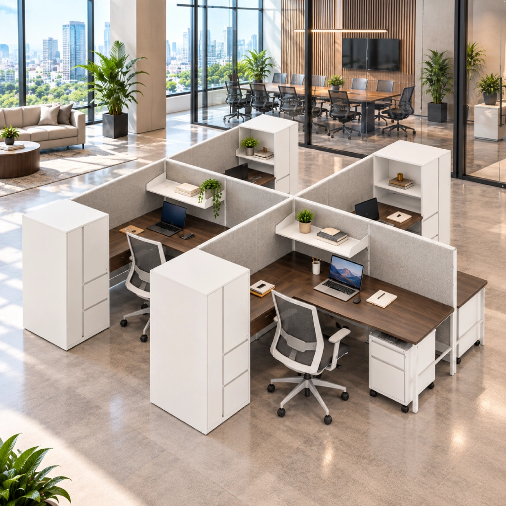4-Person Private 6 x 6 Cubicle Workstations with Tall Storage-gallery
