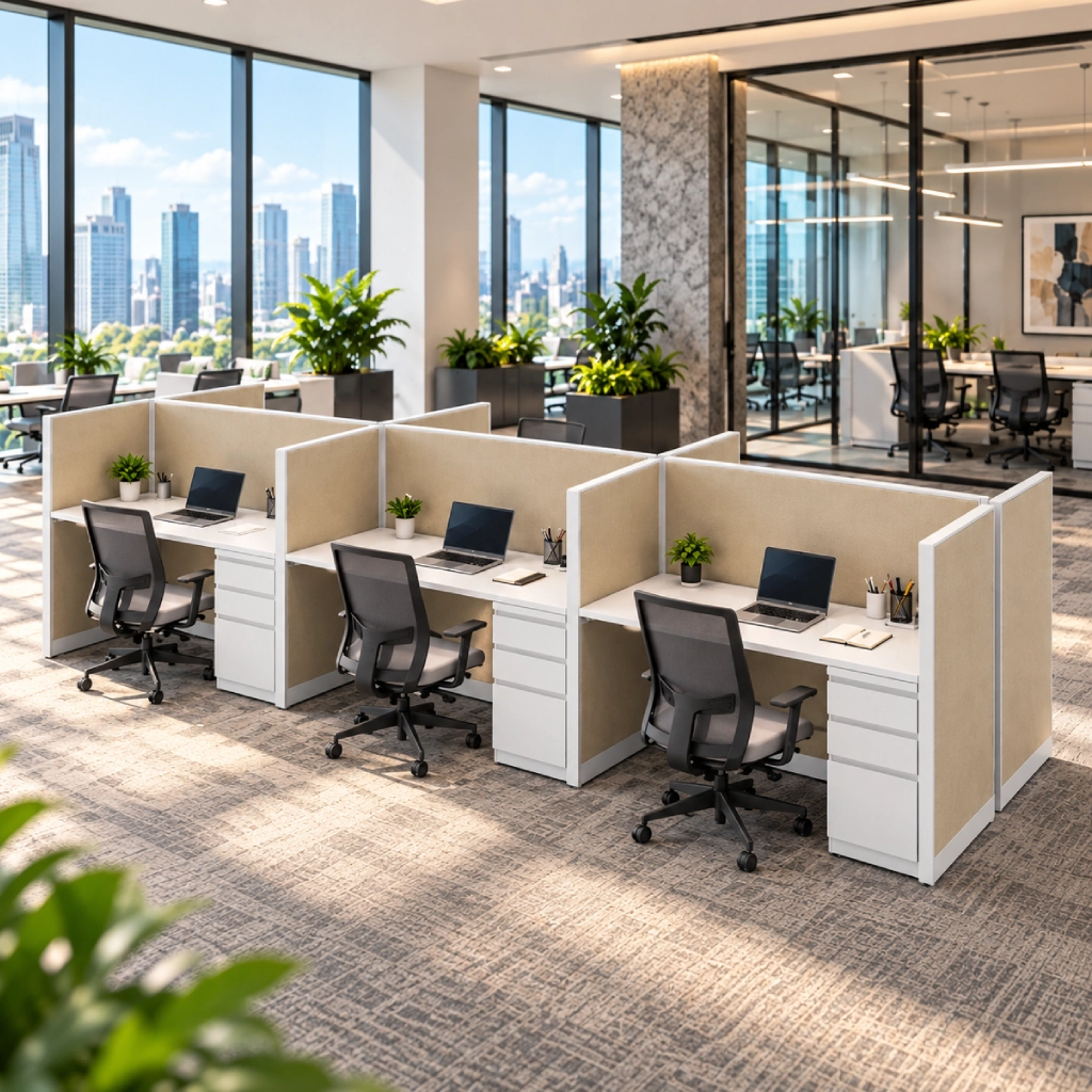 6-Person Open Low 5 x 2 Cubicle Workstations with Drawer Storage-gallery