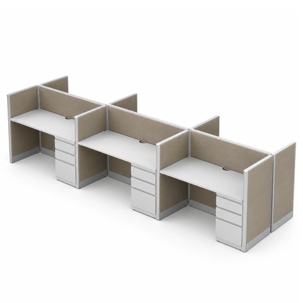6-Person Open Low 5 x 2 Cubicle Workstations with Drawer Storage-product