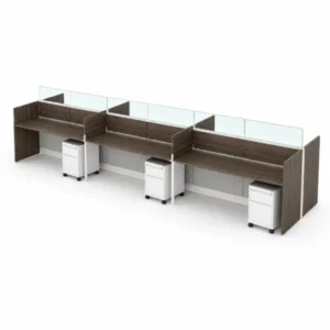 6-Person Open Low 6 x 2 Cubicle Workstations with Glass and Laminate Panels-product