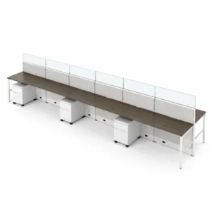 6-Person Open Low 6 x 2 Cubicle Workstations with Modern Glass – product