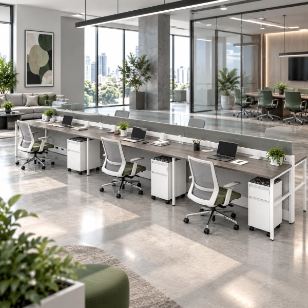 6-Person Open Low 6 x 2 Linear Benching Cubicle-gallery