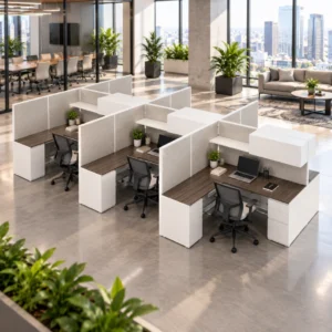 6-Person Private 6 x 6 Cubicle Workstations with Overhead Storage-gallery