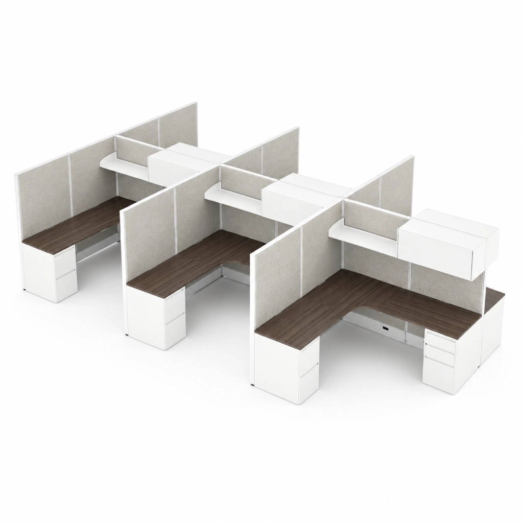 6-Person Private 6 x 6 Cubicle Workstations with Overhead Storage-product