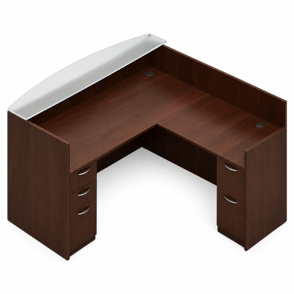 71″ Laminate Reception Desk with Frosted Glass Transaction Top-var1