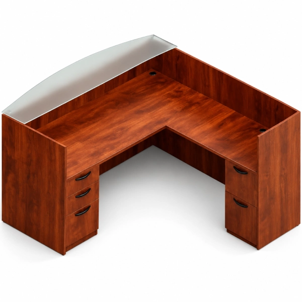 71″ Laminate Reception Desk with Frosted Glass Transaction Top-var2