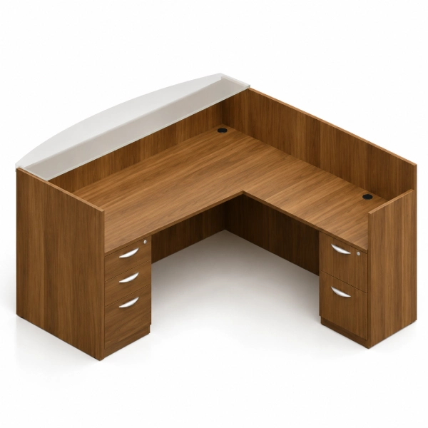 71″ Laminate Reception Desk with Frosted Glass Transaction Top-var4
