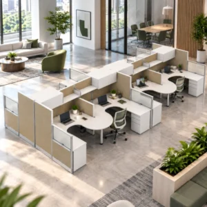 8-Person Collaborative 6 x 6 Cubicle Workstations with High Privacy Walls-Gallery