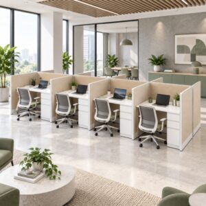 8-Person Open Low 5 x 2 Cubicle Workstations with Drawer Storage-Gallery