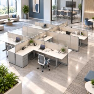 8-Person Semi-Private 6 x 8 Cubicle Workstations with Drawer Storage-Gallery