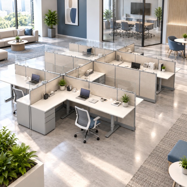 8-Person Semi-Private 6 x 8 Cubicle Workstations with Drawer Storage-Gallery