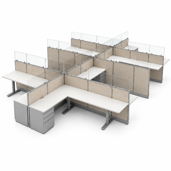 8-Person Semi-Private 6 x 8 Cubicle Workstations with Drawer Storage-Product