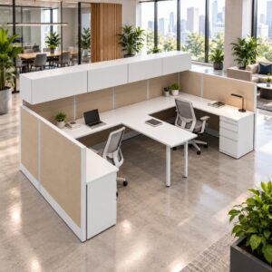 Collaborative 6 x 6 Cubicle with High Privacy Panels and Storage-gallery