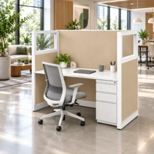 Modern 5 x 2 Private Cubicle with Built-In Drawer Storage-gallery