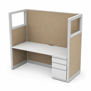 Modern 5 x 2 Private Cubicle with Built-In Drawer Storage