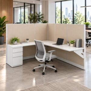 Modern Private 6 x 8 Cubicle with Drawer Storage-gallery