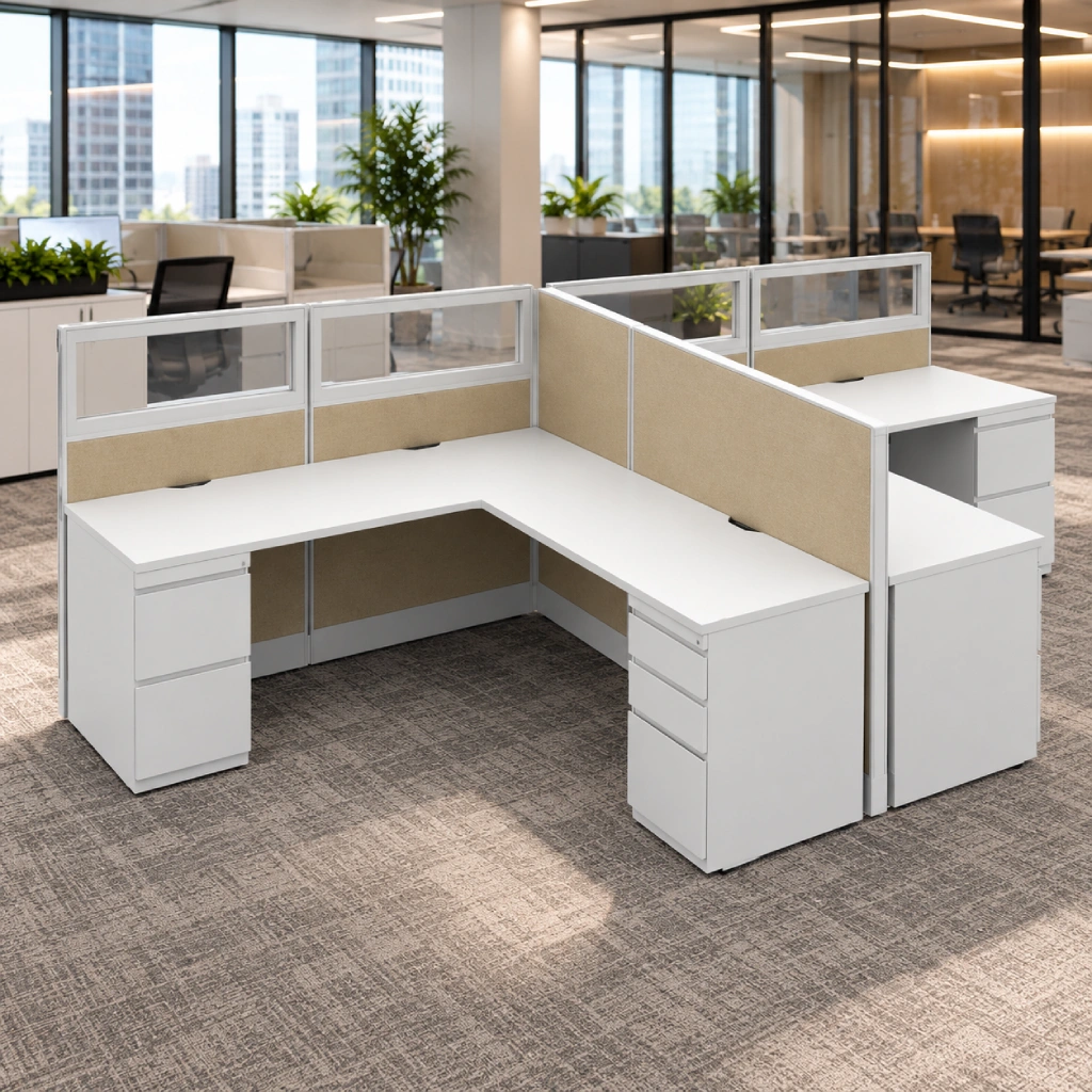 Modern Semi-Private 6 x 6 Cubicle with Glass Panels and Drawer Storage-gallery