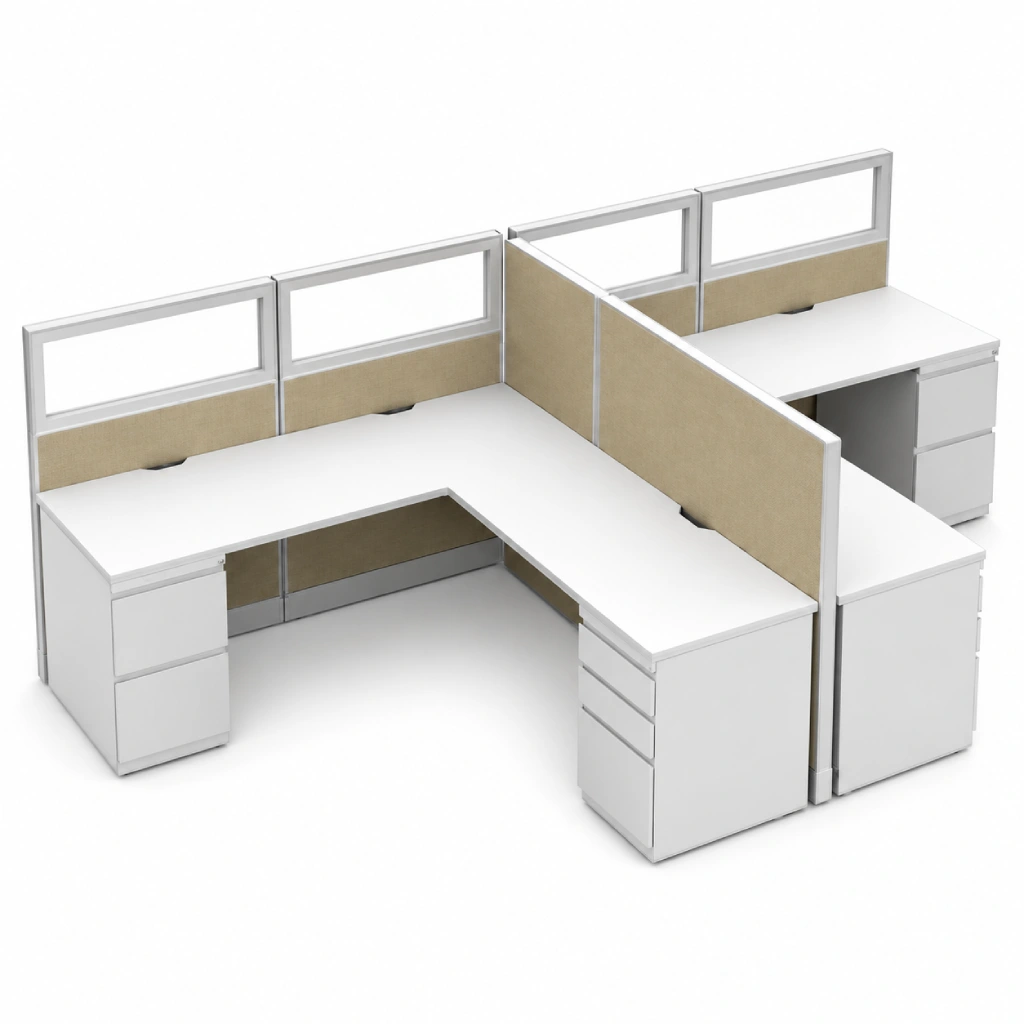 Modern Semi-Private 6 x 6 Cubicle with Glass Panels and Drawer Storage-product