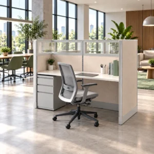 Private 6' x 2' Cubicle with Drawer Storage-gallery
