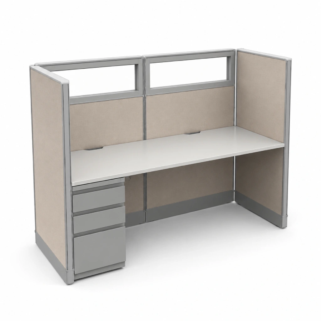 Private 6' x 2' Cubicle with Drawer Storage-product